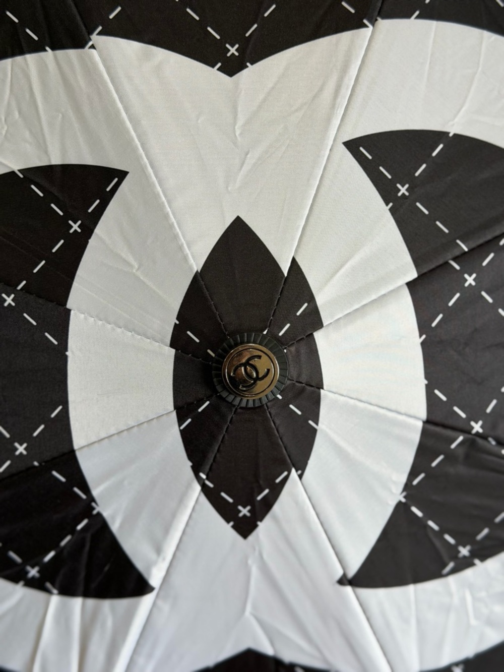 Chanel Black & White Logo Umbrella - Picture 3 of 6